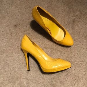 Yellow Snakeskin heels